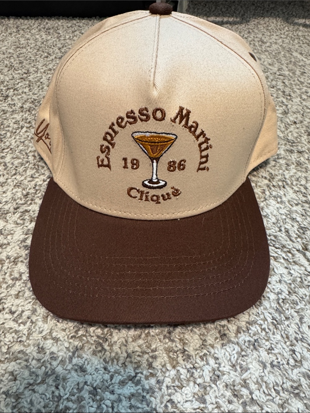 Espresso Martini Clique Tan and Brown Embroidered Baseball Cap